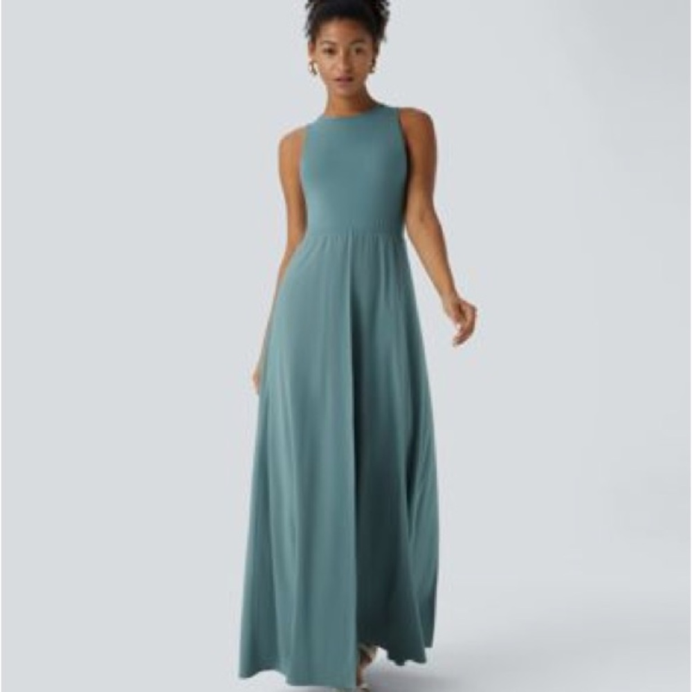 HALARA Sea Green Sleeveless Maxi Dress